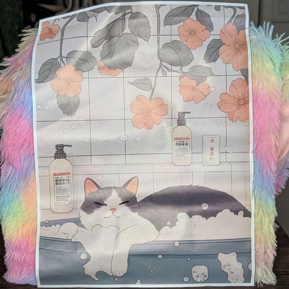 16x12 cute cat in bath canvas art print/poster